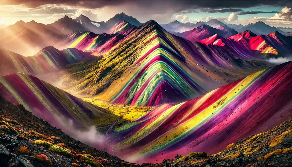 A breathtaking view of Vinicunca, also known as Rainbow Mountain, in Peru