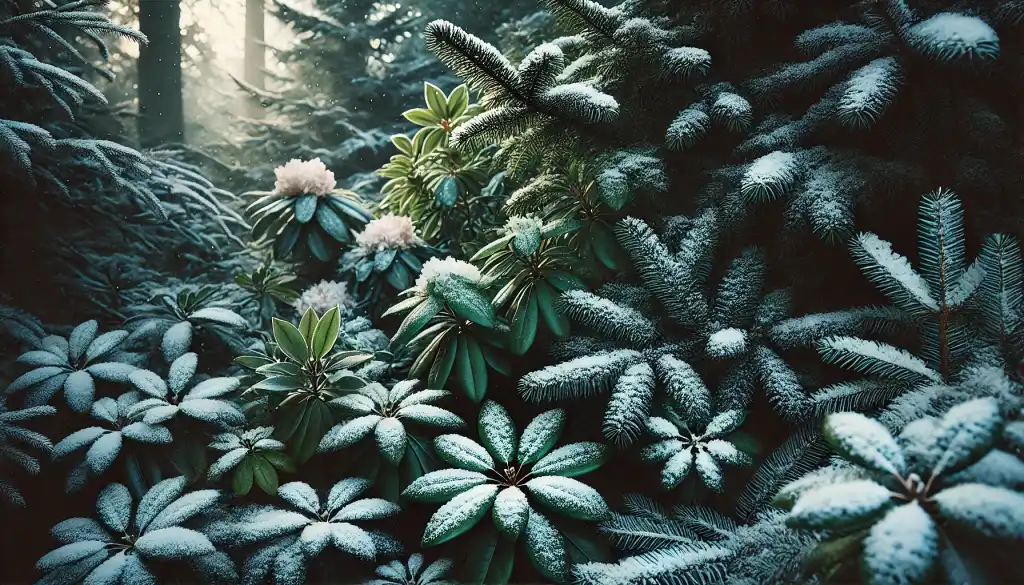 Winter’s Quiet Beauty: A Palette of Deep Greens and Soft Whites